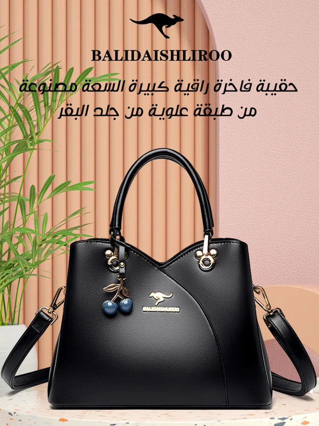 حقيبة فاخرة راقية كبيرة السعة مصنوعة من جلد البقر