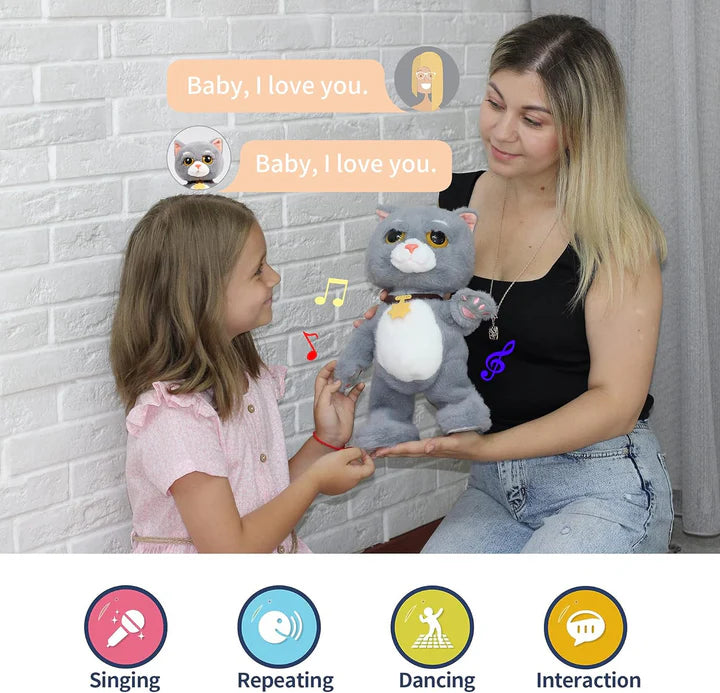 Jouet musical interactif en forme de chat chantant et dansant pour bébés et tout-petits