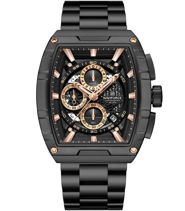 ساعة نافي فورس NF8066 للرجال بخلفية سوداء وردية