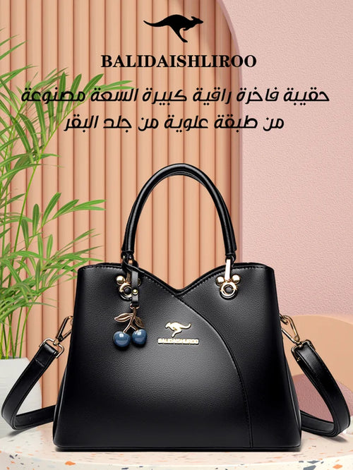 حقيبة فاخرة راقية كبيرة السعة مصنوعة من جلد البقر