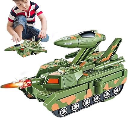 لعبة دبابه وطائرة متحولة 2 في 1 مع إضاءة وصوت