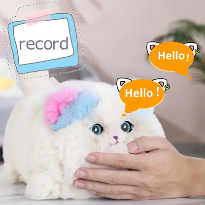 Jouet électrique en peluche réaliste pour chat avec voix