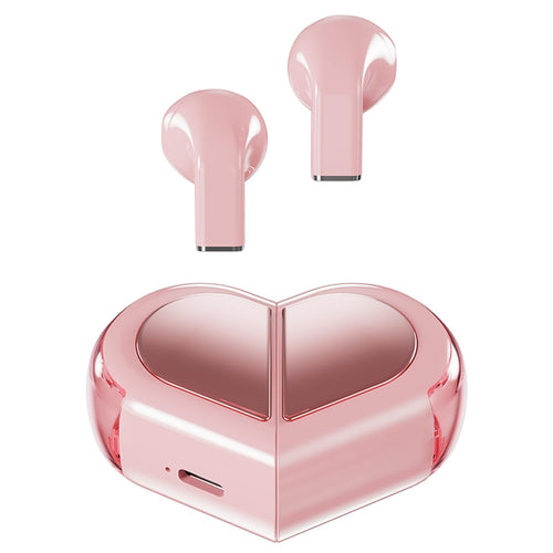 Écouteurs sans fil en forme de cœur rose pour filles et enfants