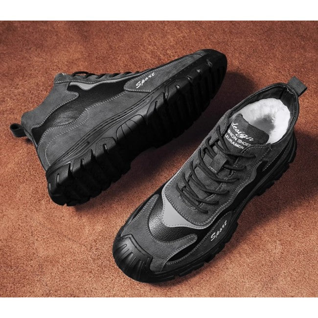 أحذية رجالية شتوية عالية الرقبة مبطنة بالفرو